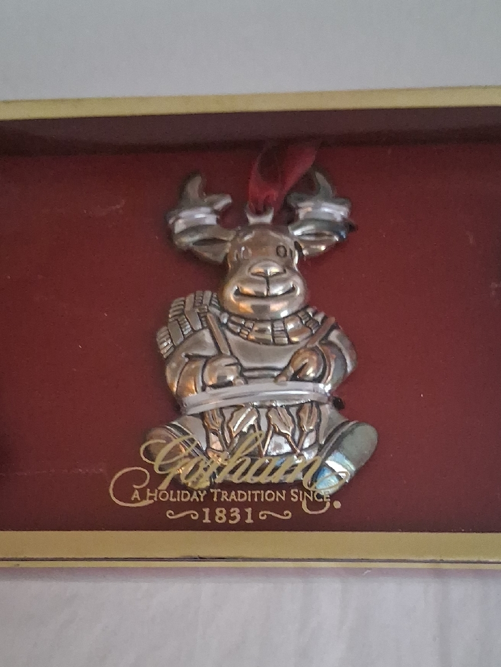 Gorham Silver Moose Ornaments In Box - Picture 3 of 4